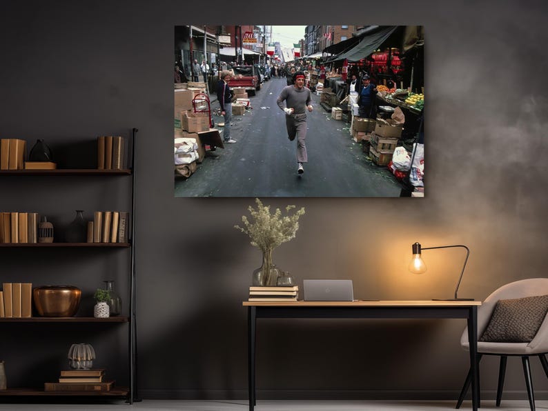 Philadelphia Boxing Training Canvas, Italian Boxer Movie Hero Running Scene, Motivational Gym Decor image 3