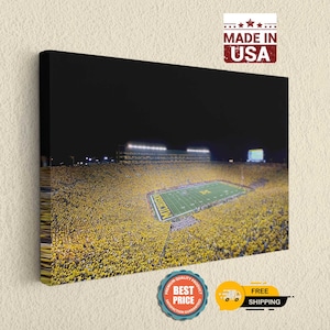 Ann Arbor Stadium Football Wall Art – College Game Day Canvas Print, Sports Room Decor, Graduation Gift, Dorm or Man Cave Decor