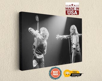 Classic Rock Concert Canvas Art, Guitar Hero Stage Scene, Black and White Music Wall Decor