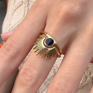 Sun Ring, Rising Sun Ring, Gold Dainty Ring, Spike Ring, Statement Ring, Trendy Ring, Celestial Ring, Minimalist Ring