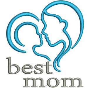 Heart with mother and child, and Best Mom inscription machine embroidery design, instant download