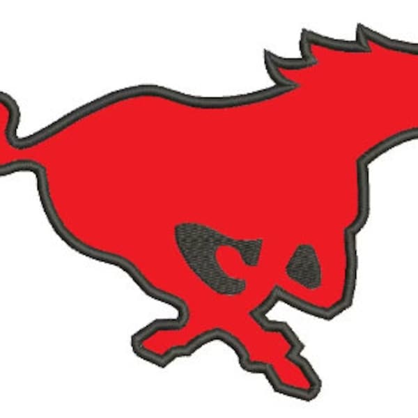 Roter Pferd mustang Silhouette Applikation Maschinenstickerei Design (Digitale Dateien)