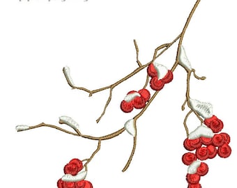 Disegno per ricamo a macchina Rowan sotto la neve, questo non è un prodotto reale, questi sono file digitali