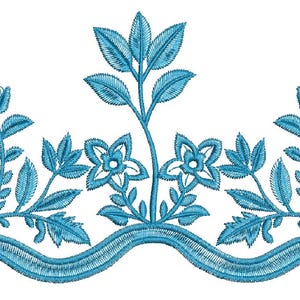 Diseño de bordado a máquina de guirnalda floral con borde, este no es un producto real, son archivos digitales.