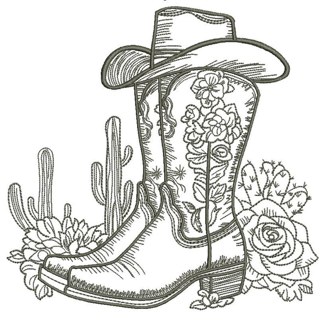 Western Cowboy Cactus Pattern Print Men Women Leather Boots
