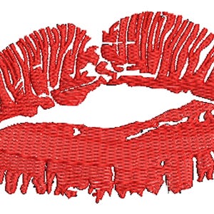 Puede incluir: Una marca de beso bordada en rojo, un diseño popular para manualidades y decoración del hogar.