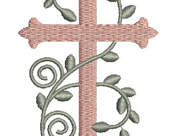 Floral Cross Embroidery Design Pattern (Digital Files)