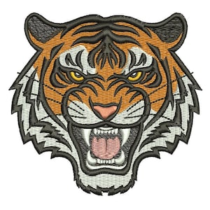 Motif de broderie machine tête de tigre (fichiers numériques)