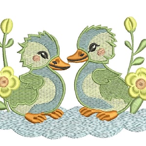 a couple of ducklings Cute Duckling Machine Embroidery design, this is not a real product, These are digital files