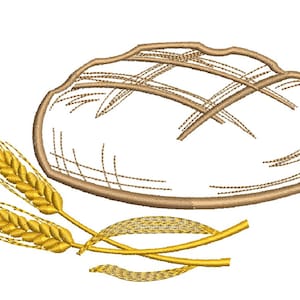 round bread and wheat  Machine Embroidery design, this is not a real product, These are digital files