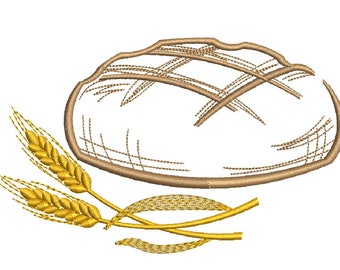 round bread and wheat  Machine Embroidery design, this is not a real product, These are digital files