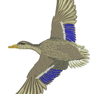 Flying Mallard Duck  Machine Embroidery design, this is not a real product, These are digital files