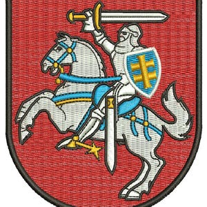 Diseño de bordado a máquina del escudo de armas de Lituania. Este no es un producto real, son archivos digitales.