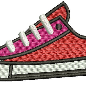 red Sneaker Machine Embroidery design, this is not a real product, These are digital files