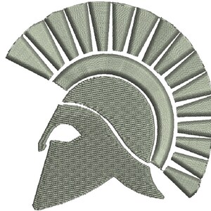 May include: A gray Spartan helmet with a plume of feathers on top. The helmet is a symbol of strength and courage.