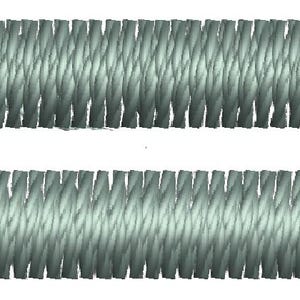 Könnte beinhalten: Ein rechteckiges, hellgrünes Design mit abgerundeten Ecken, das aus eng gewebten Strängen besteht. Das Design hat ein strukturiertes Aussehen, das einem Seil ähnelt. Die Mitte des Rechtecks ist offen.