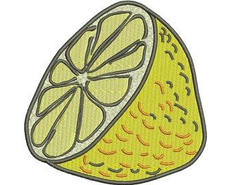 sliced lemon Machine Embroidery design, this is not a real product, These are digital files