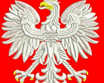 Stemma dell'aquila polacca, disegno per ricamo a macchina, questo non è un prodotto reale, questi sono file digitali