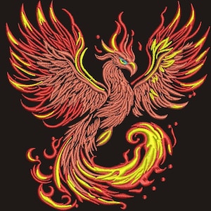 phoenix firebird embroidery design /  INSTANT DOWNLOAD / Three sizes, this is not a real product, These are digital files
