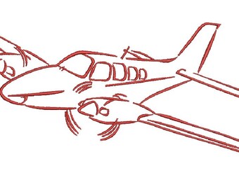 Flying plane outline sketch - machine embroidery design