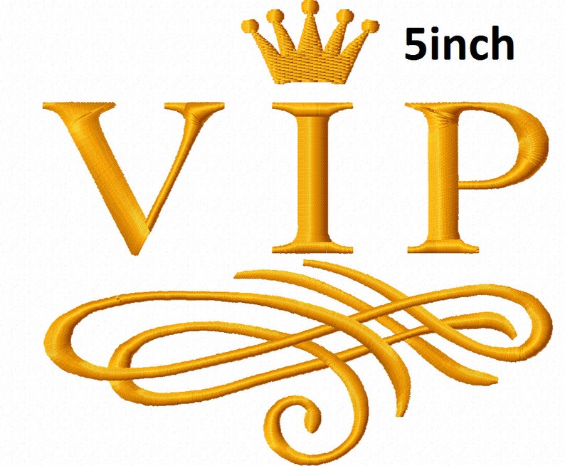 Fancy Vip Lettering VIP Crown Embroidery Design, Lace Curlicue Inscription (digital Files ...