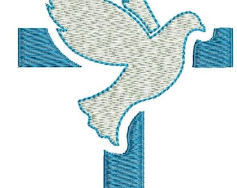 Cross with Dove Baptismal Cross Machine Embroidery Design, These are digital files