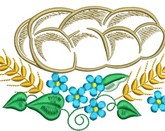 Bread and Wildflowers Machine Embroidery Design (Digital Files)