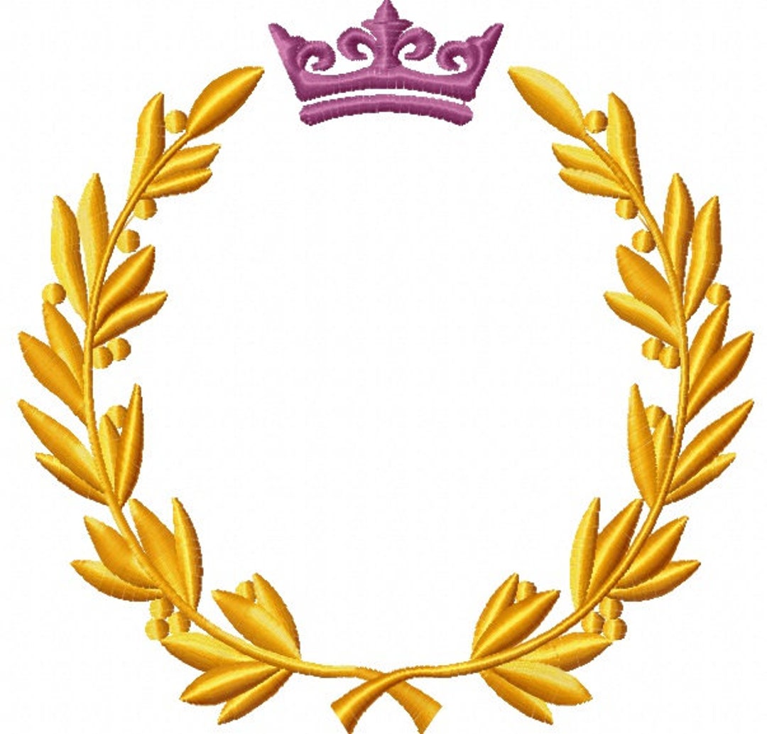 Crown and Laurel Wreath Monogram Frame Machine Embroidery Design ...