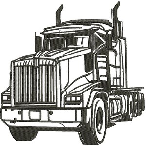 Heavy semi truck machine embroidery design, powerful truck embroidery file, transport vehicle embroidery