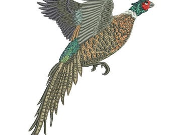 Pheasant Flying   Machine Embroidery design, this is not a real product, These are digital files