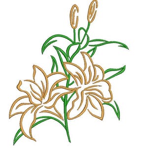 Lirios, flores, diseño de bordado a máquina de jardín, este no es un producto real, estos son archivos digitales