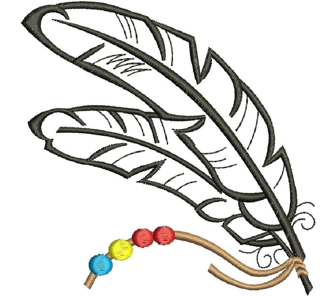 Two Feathers With Decoration Machine Embroidery Design, This is Not a