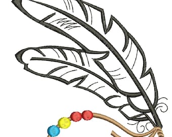 two feathers with decoration Machine Embroidery design, this is not a real product, These are digital files