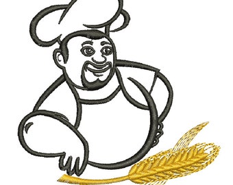 Boulanger cuisinier et motif de broderie Machine de blé, ce n'est pas un vrai produit, ce sont des fichiers numériques