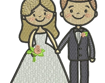 bride and groom wedding Machine Embroidery design, this is not a real product, These are digital files