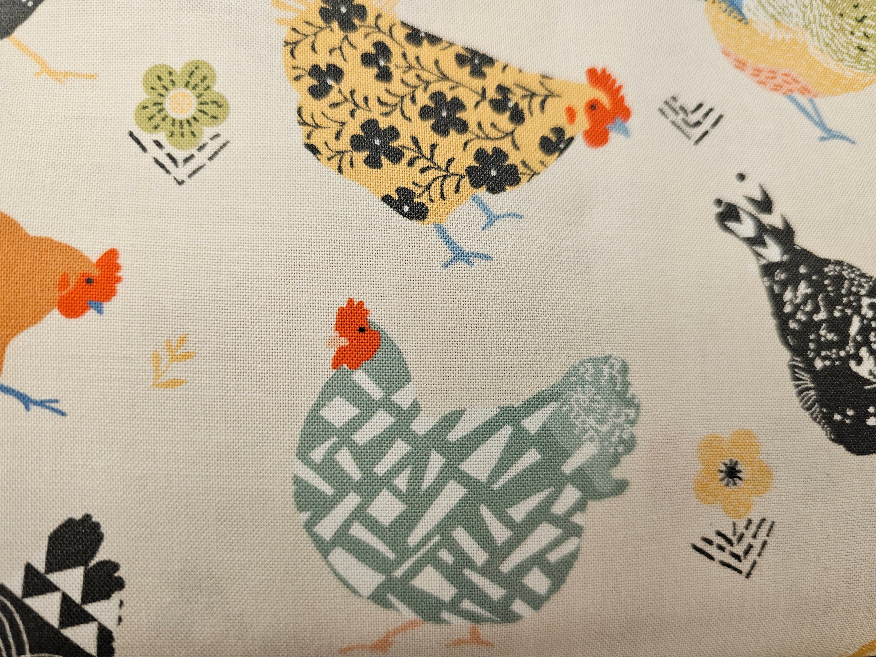FABRIC- Artsy Garden "patchwork Chicken & Rooster. 100 Percent Cotton ...