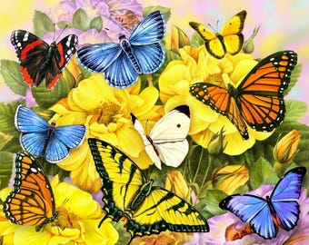 FABRIC- David Textiles "Butterflies Multi Panel". 100% Cotton. 35.5"x 45". *Price = 14.50/panel. *Qty= 4 panels remaining