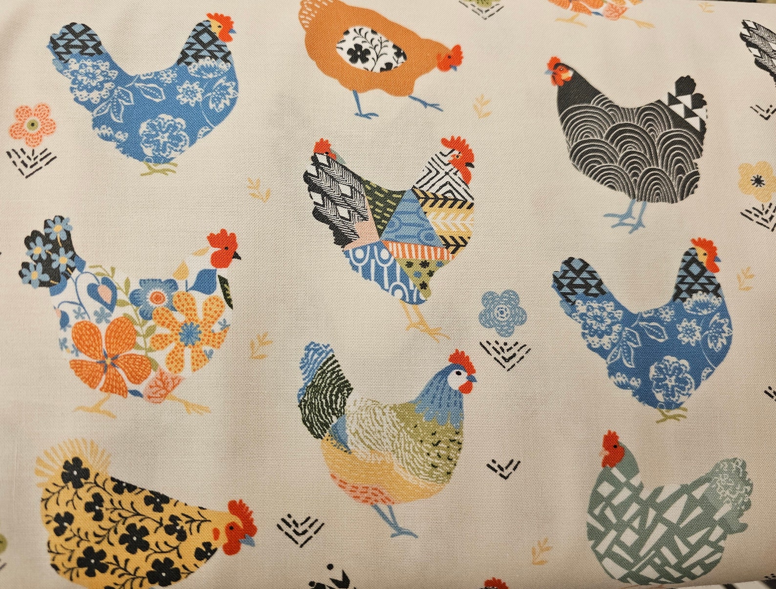 Cicken Patterns FABRIC- Artsy Garden