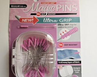 Suministros para tela - Alfileres mágicos Ultra Grip de Taylor Seville, 50 unidades. Ancho regular de 0,6 mm. Alfileres extra largos de 2 1/4" (0,6 mm x 56 mm). * Precio de oferta: 10,75