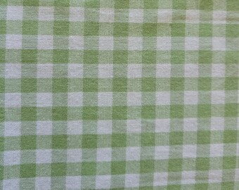 FABRIC- Green n White Chk. 100 percent Cotton 44/45" wide.*Price=8.50/yd. *1/2 yd.Price=4.25. *Note= 3 yds available