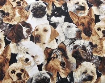 FABRIC- Beautiful Dogs by Patti Reed for Fabric Traditions. Puppies.100 Percent Cotton.44" wide. Price 8.75/yd. Half Yard 5.50.*Qty= 3 yds.