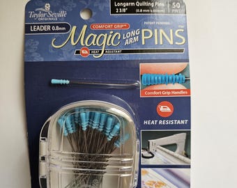 Suministros para telas - Alfileres mágicos de brazo largo para acolchado, 50 unidades, de Taylor Seville. Guía de 0,8 mm x 60 mm. * Precio de oferta: 14,00