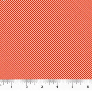Może przedstawiać: Tkanina w czerwono-białe paski z linijką do skalowania. Tkanina ma 6 cali szerokości.