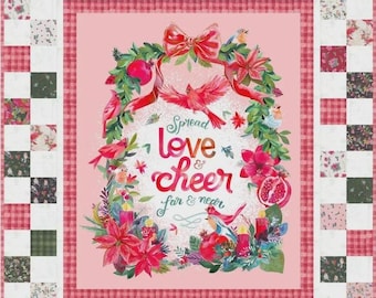 Kit de edredón "Love & Cheer All is Calm" de FABRIC-MODA, de Amarylis Henderson. 142 x 163 cm. Estampados navideños. 100 % algodón. *Precio: 94,95/kit