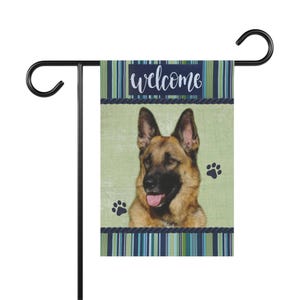 German Shepherd Dog Garden Flag. Custom design by ACA