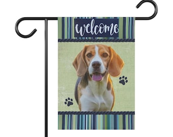 Bandera de jardín con diseño de perro beagle. Diseño personalizado de ACA. Envíame la foto de tu perro o gato y diseñaré una hermosa bandera para tu jardín.