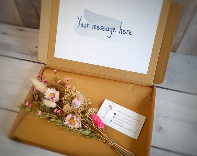 Letterbox Dried Flowers Pink Flower Arrangement Dried Flower Gift