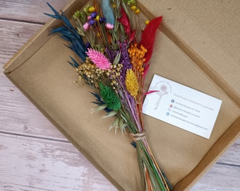 Letterbox Dried Flowers | Rainbow Dried Flower Arrangement | Gift |Letterbox Gift | Pride Gift | Birthday Gift | Rainbow Gift