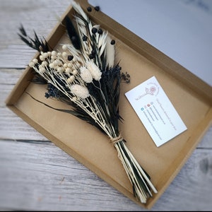 Letterbox Dried Flowers | Black and White Dried Flower Arrangement | Gift |Letterbox Gift | Flower Gift | Birthday Gift | Gifts For Her