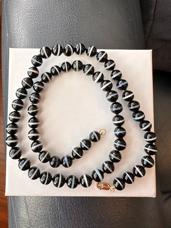 Black Onyx and Coober Pedy Opal Necklace